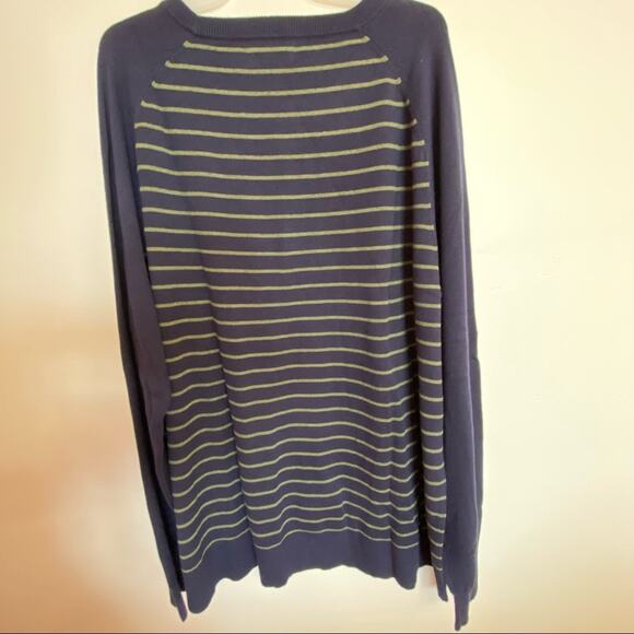 Goodfellow 100% Cotton Navy Sweater green stripe XXL NWT - Picture 2 of 7